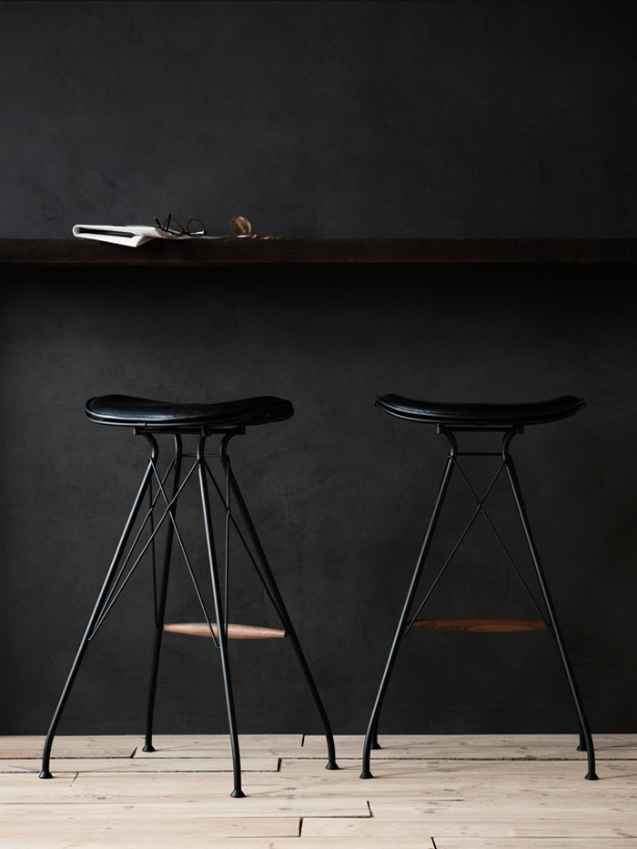 OvergaardAndDyrman_Wire_Bar_Stool_High_Elegance_Black_Leather_Walnut_Footrest_Mat_Black_Powdercoated_Steel2